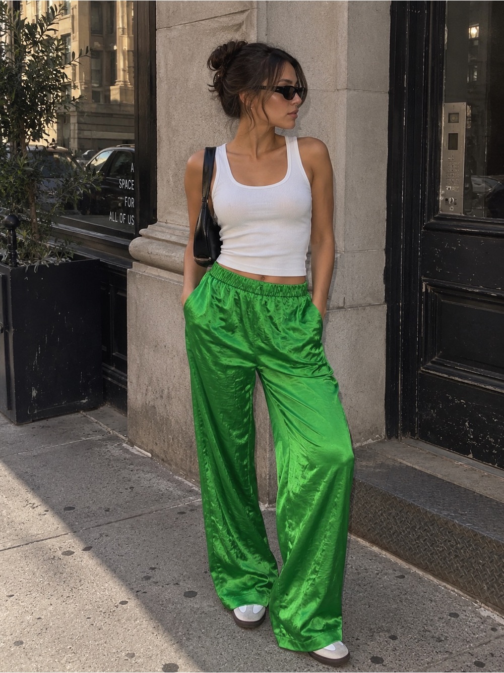 Primark Green Satin-Style Pants